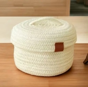 Cesta de Almacenamiento Tejida a Mano con Cuerda de Algodón, Ecológica, Moderna y Elegante, para Ropa, Mantas, Juguetes y Uso Decorativo - Product Image 5