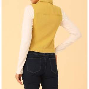 เสื้อแจ็กเก็ตผ้าฝ้ายหลายสีกันลมกันหนาวแขนกุดสำหรับใส่ทำงานยีนส์ลำลอง - Product Image 2