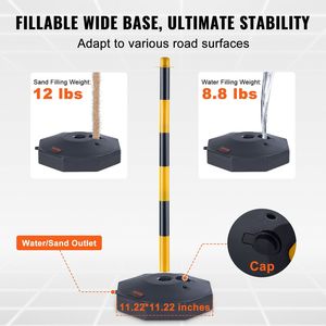 Regolabile 8FT giallo nero delineatore del traffico Post coni 4-Pack Base riempibile barriera di sicurezza del traffico avviso per parcheggio - Product Image 3