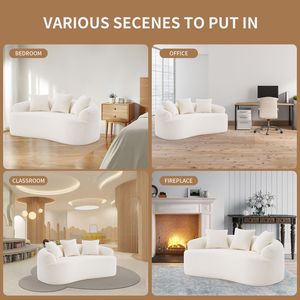 Divano a Due Posti LY 025S BG Beige con Tessuto Chenille Effetto Legno e Imbottitura Completa in Spugna per Soggiorno - Product Image 3