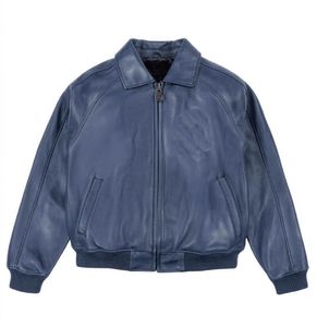 Blouson bomber en PU vert pour homme, col rabattu, fermeture éclair, style décontracté, coupe classique, vêtement d'automne - Product Image 3