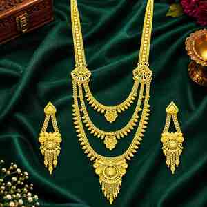 เครื่องประดับทองชุบไมครอน 14K18K24K ขายส่ง สร้อยคอยาวแบบดั้งเดิมสไตล์ราณี ดีไซน์ตุรกี ชุดเครื่องประดับโอโร จอยเอเรีย - Product Image 1