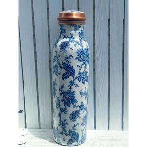 Bouteille d'eau en cuivre à motif floral mandala, impression artistique ethnique, gourde décorative en métal, conception personnalisée OEM ODM, export en gros - Product Image 4