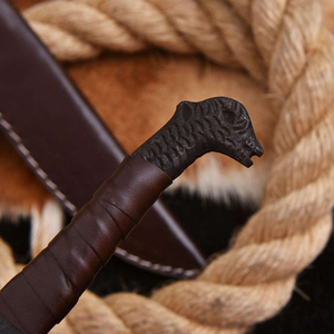 Funda de Cuero de Alta Calidad para Cuchillo Eagle, Hoja Recta de Acero al Carbono, DIY OEM/ODM para Uso en Exteriores, Diseño Cabeza de Cuervo Nórdico Grande - Product Image 2