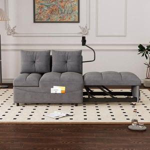 Divano Letto Moderno in Velluto Estraibile, Versatile Divano a 2 Posti Pieghevole con Schienale a U Regolabile e Imbottito - Product Image 3