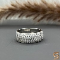Herren Moissanit Diamantring 925 Sterling Silber Pavé Breiter Bandring Iced Out Hochzeits-Ewigkeitsring Hip-Hop Schmuck