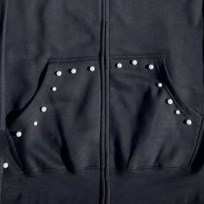 Sudadera con Capucha para Hombre, 450GSM, Invierno, con Cuentas y Pedrería, Diseño de Letras Personalizadas, 100% Algodón, Felpa, Lavado Ácido, Estilo Desgastado - Product Image 3