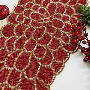 Elegante Camino de Mesa Bordado con Cuentas para Banquetes de Boda, Exquisito Camino de Mesa con Cuentas para Decoración de Comedor - Product Image 3