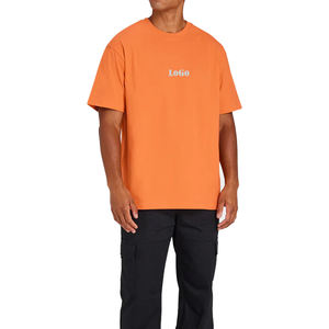 T-shirt à manches courtes pour homme, orange, coupe classique, col rond, tricoté, écologique, séchage rapide, impression de logo sur le devant, style hip-hop - Product Image 1