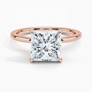 Bague de fiançailles en diamant élégante et personnalisée de haute qualité VVS Princess Moissanite Moon Pearl Rose Gold/Silver Fine Toe - Product Image 1