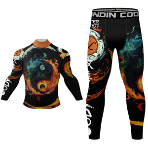 ชุดเสื้อคอวีสำหรับศิลปะการต่อสู้แบบกำหนดเอง ชุดรัดกล้ามเนื้อ MMA คุณภาพสูงสำหรับผู้ชาย ชุดกางเกงขาสั้น BJJ ฟิตเนส/กราปลิง ผ้าสแปนเด็กซ์/ไนลอน แห้งเร็ว - Product Image 1