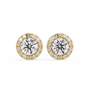 Luxury Round Cut Halo Diamond Stud Screw <b>Back</b> 18K Pure Gold Lab Grown Diamond Bridal Wedding <b>Earrings</b> Fine Jewelry for Women - Product Image 2