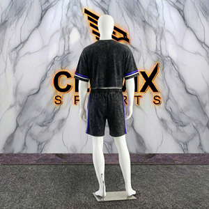 CLOVIX SPORTS Custom Logo Men Summer Acid Wash Short Set Cotton T <b>Shirt</b> And Shorts Two Piece Casual Outfit Wholesale - Product Image 2