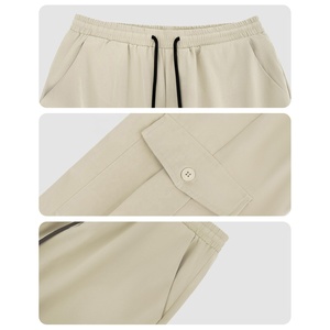 Fashion <b>Men's</b> Breathable Casual Solid Colour <b>Elastic</b> <b>Waist</b> Long Straight Leg Canvas Fabric Outdoor <b>Trousers</b> - Product Image 5