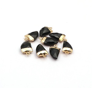 Black Onyx Gemstone Shark Teeth <b>Charm</b> Pendant Bezel Setting Rhodium & Gold Plated Sterling <b>Silver</b> Classic Party Jewelry - Product Image 4