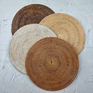 Round Handmade Natural Weave Bohemian Table <b>Mat</b> 300mm Diameter Linen Material - Product Image 6