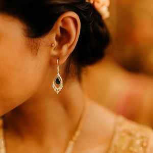 925 Sterling Silver Gold-Plated Drop <b>Earrings</b> for Women Emerald Green Teardrop with White CZ <b>Halo</b> Elegant Wedding & Party - Product Image 4