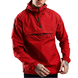 Chaqueta con Capucha para Hombre, Cortavientos, con Cierre de Cremallera de un Cuarto, Color Sólido, Ligera, de Poliéster, Informal para Exteriores - Product Image 6