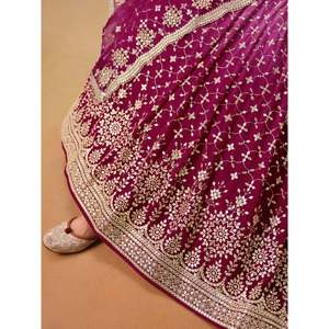 Alluring <b>Rose</b> Pink Zari Work Sangeet Wear Lehenga Choli for Women - Product Image 1