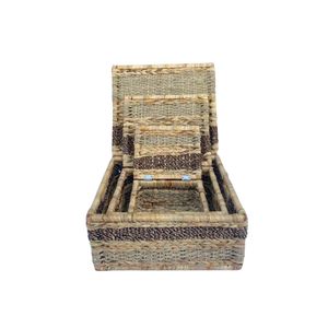 Ensemble de 3 boîtes écologiques à couvercle, fabriquées à partir d'un mélange d'herbe de mer et de jacinthe d'eau - Product Image 1