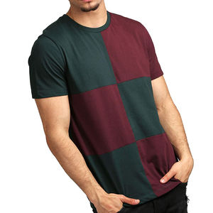 Camiseta de Manga Corta para Hombre, Diseño de Bloques de Color, Cuello Redondo, Estilo Casual, Tejido de Punto - Product Image 1