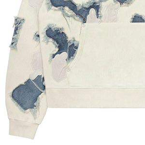 เสื้อฮู้ดดี้ผ้าฝ้ายแบบใหม่ สไตล์ดิสเทรส สำหรับผู้ชาย คุณภาพสูง ผ้าฝ้ายผสม ขนฟลีซคุณภาพสูง ระบายอากาศได้ดี สีดำ - Product Image 6