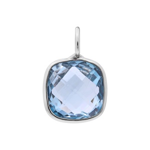 Colgante Minimalista de Oro Amarillo Sólido de 9K con Topacio Azul Natural en Corte Cojín, Joyería Fina, Memoria Jewels - Product Image 2