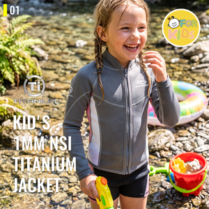 Chaqueta de Neopreno de Titanio NSI de 1 mm Aropec para Niños, Manga de Spandex, Cremallera Frontal, Top Térmico para Natación, Traje de Neopreno con Costuras Planas para OEM/ODM - Product Image 2