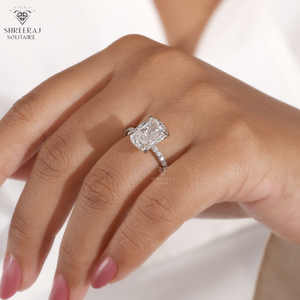 Anillo de Diamante Cultivado en Laboratorio de 5 Ct, Corte Cojín Alargado, Certificado IGI, Color F, VS1+, Oro Blanco de 14K, Anillo de Compromiso, Suministro del Fabricante - Product Image 2