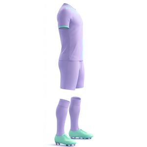 Conjunto de Camiseta de Fútbol Morada para Hombre, Cuello en V, Manga Corta, Poliéster que Absorbe la Humedad, Ropa Deportiva para Todas las Temporadas, Diseño Degradado - Product Image 4