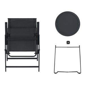 Ensemble bistrot pliant 3 pièces en acier pour extérieur, résistant aux intempéries, mobilier de patio en fer noir - Product Image 4