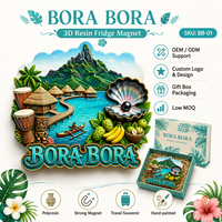 Aimant de réfrigérateur 3D en résine personnalisé, souvenir de la plage de Bora Bora, autocollant magnétique tropical
