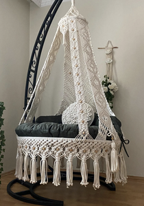 <b>Macrame</b> Swing Boho Outdoor Swing Seat with Cushion - Product Image 2