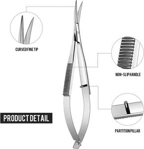 Tijeras Profesionales para Cejas Curvas de Acero Inoxidable, Cuchilla Afilada, Herramienta de Belleza, No Plegables, para Diestros, Maquillaje - Product Image 2