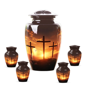 Personalized Cross Memorial Urn <b>Keepsake</b> Cremation Urn Chocolate Color Modern <b>Ashes</b> Container - Product Image 4