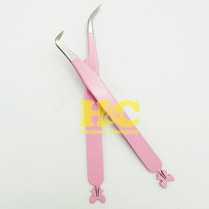 Pince à épiler professionnelle rose en acier inoxydable à texture lisse et pointue pour cils, personnalisable avec logo - Product Image 5