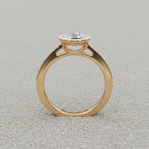 แหวนหมั้นแบบฝังเพชรทรงเพว์ในตัวเรือนทองคำแท้ |   เพชรที่ได้รับการรับรองจาก IGI ผลิตในห้องปฏิบัติการ |   ข้อเสนอแต่งงานแบบมินิมอลลิสต์ที่เปล่งประกาย - Product Image 2