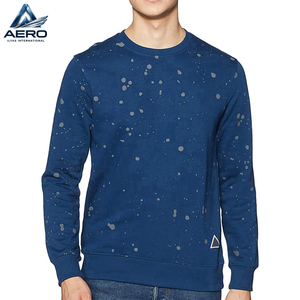 Sudadera de Felpa Francesa para Hombre al por Mayor, con Logotipo Personalizado, Estampado de Puntos Azules, Corte Regular, Cuello Redondo, Sudaderas para Hombre - Product Image 1