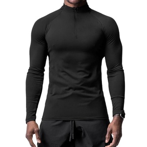 Men's Slim Fit Long Sleeve Stand <b>Collar</b> <b>T</b>-<b>Shirt</b> Solid Brown Quick Dry Knitted Polyester Casual Sporty Wear - Product Image 2