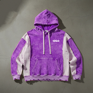 Sweat à capuche oversize pour homme, style streetwear, décontracté, hiver, avec empiècements color block, poches kangourou, broderie personnalisable, couleur de l'empiècement 100% personnalisable - Product Image 6