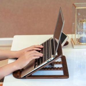<b>Foldable</b> Wooden Laptop Stand Adjustable Tabletop <b>Desk</b> Holder Portable Work and Travel Riser - Product Image 5