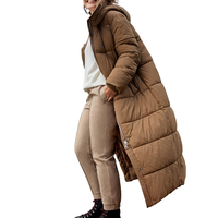 Manteau parka long à capuche pour femme, grande taille, doudoune d'hiver imperméable, couleur unie, manches longues, épaisse et chaude, style décontracté, en toile