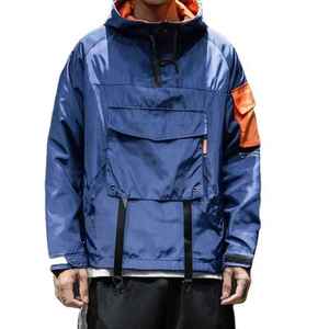 Veste coupe-vent légère en polyester pour homme, avec demi-fermeture éclair et poche avant, personnalisable avec logo, pliable, vente en gros directe usine OEM - Product Image 3