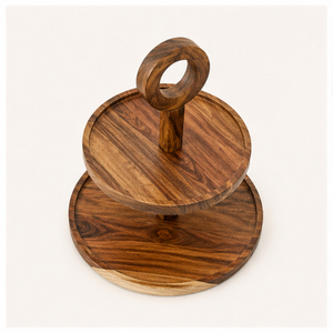 Soporte de Madera Artesanal de 2 Niveles para Pasteles, Exhibidor Redondo para Cupcakes y Torre para Servir Postres, Ideal para Bodas, Fiestas y Decoración del Hogar - Product Image 3