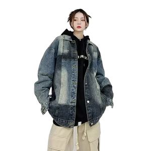 <b>Vintage</b> Women <b>Jacket</b> 2024 Autumn Winter Oversize Denim <b>Jackets</b> Washed Blue Jeans Coat Turn-down Collar Outwear <b>Jacket</b> - Product Image 1