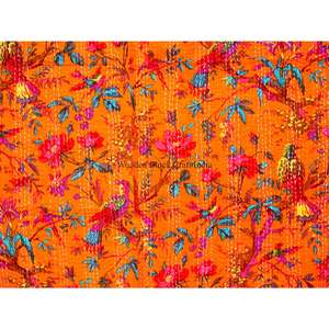 Colcha Kantha india hecha a mano, vintage, reversible, bordada, tamaño doble, 100% algodón orgánico, para el hogar, apta para todas las estaciones. - Product Image 2