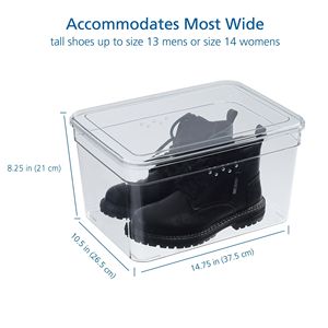 Clear Glossy <b>Plastic</b> Extra Tall Shoe <b>Box</b> Organizer with <b>Lid</b> 2-Pack for Closet <b>Storage</b> - Product Image 3