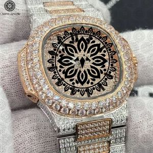 Montre de luxe Charm Jewells en acier inoxydable, boîtier de 40 mm, mouvement mécanique analogique, bracelet incrusté de diamants, mode masculine, 10 bars - Product Image 1