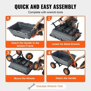 Carrello da Giardinaggio Durevole in Polietilene, Montaggio Semplice, Struttura in Acciaio, Versatile, 4 Ruote, Maniglia a Doppia Funzione, Pratico - Product Image 6