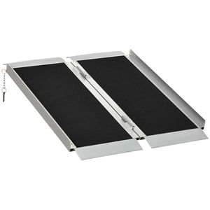 Rampa Pieghevole Singola da 3 Piedi per Sedia a Rotelle con Maniglia, Rampa di Accesso per Scooter per Disabili in Alluminio Nero - Product Image 1